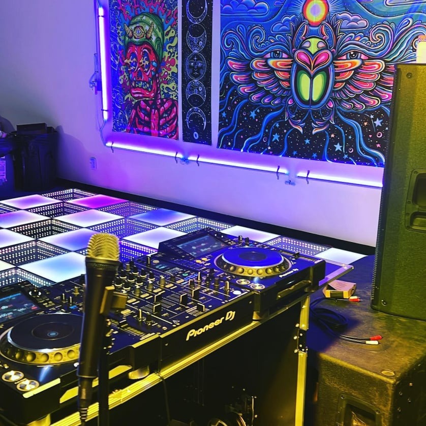 Microphone DJ Booth Pioneer CDJ Rentals 
